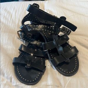BARBARA BARBIERI  gladiator Black Leather Sandals